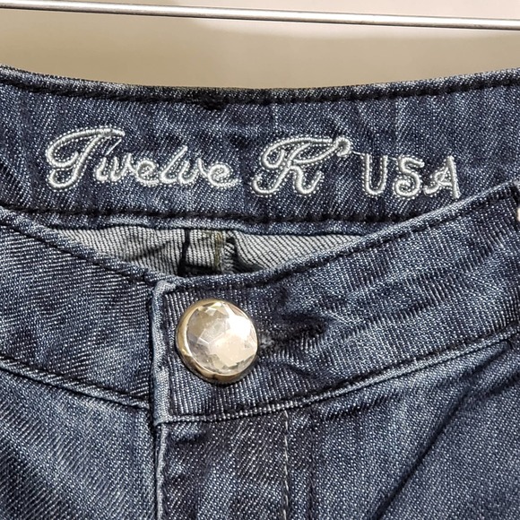 Twelve K Dark Blue Women's Jeans Bejeweled Back Pockets (Size 13) - Picture 8 of 12